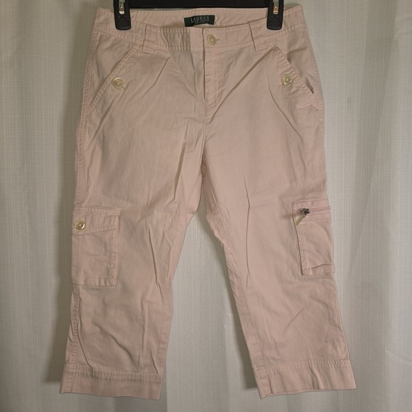 Lauren Ralph Lauren Pants - Lauren Ralph Lauren Cargo Crop Pants Women Sz 4P Pink Stretch Cotton Capri